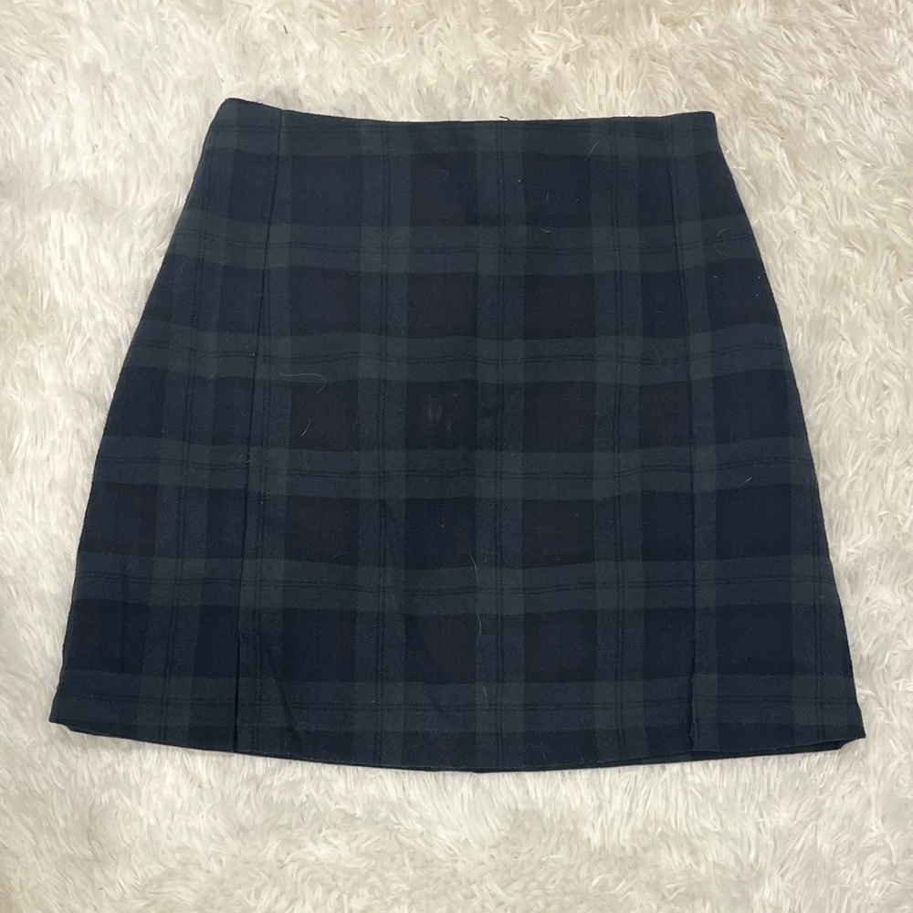 Brandy Melville Navy and Dark Green Plaid Mini Skirt